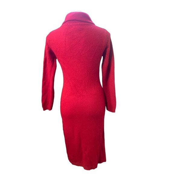 Vintage 80s Red Long Sleeve Sweater "Jumper" Dress Lambswool Angora Small - Picture 3 of 6